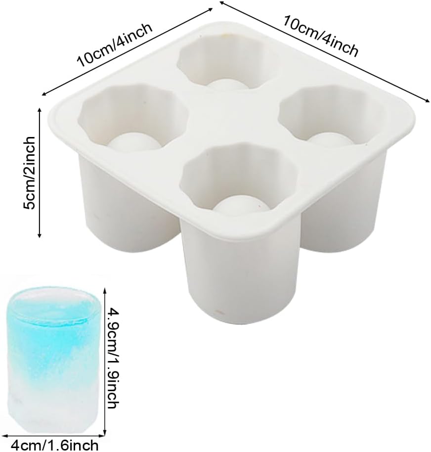 Bandejas para cubitos de hielo, 2 unidades, bandejas de hielo de silicona para congelador, bandeja de silicona de fácil liberación, 4 cilindros de