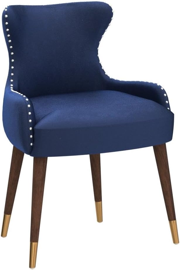 Roundhill Furniture Lindale – Silla decorativa tapizada de terciopelo, con ribete de clavos, color azul