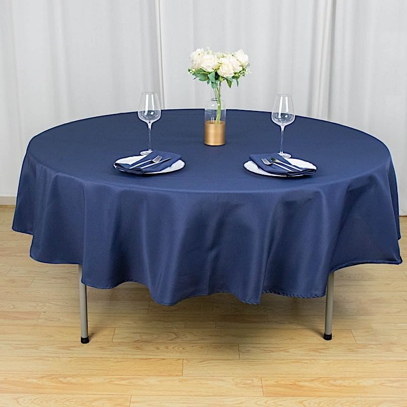 Mantel redondo de poliéster de 90 pulgadas, color azul marino, de alta calidad, para bodas, fiestas, banquetes, recepciones, eventos, cocina, comedor