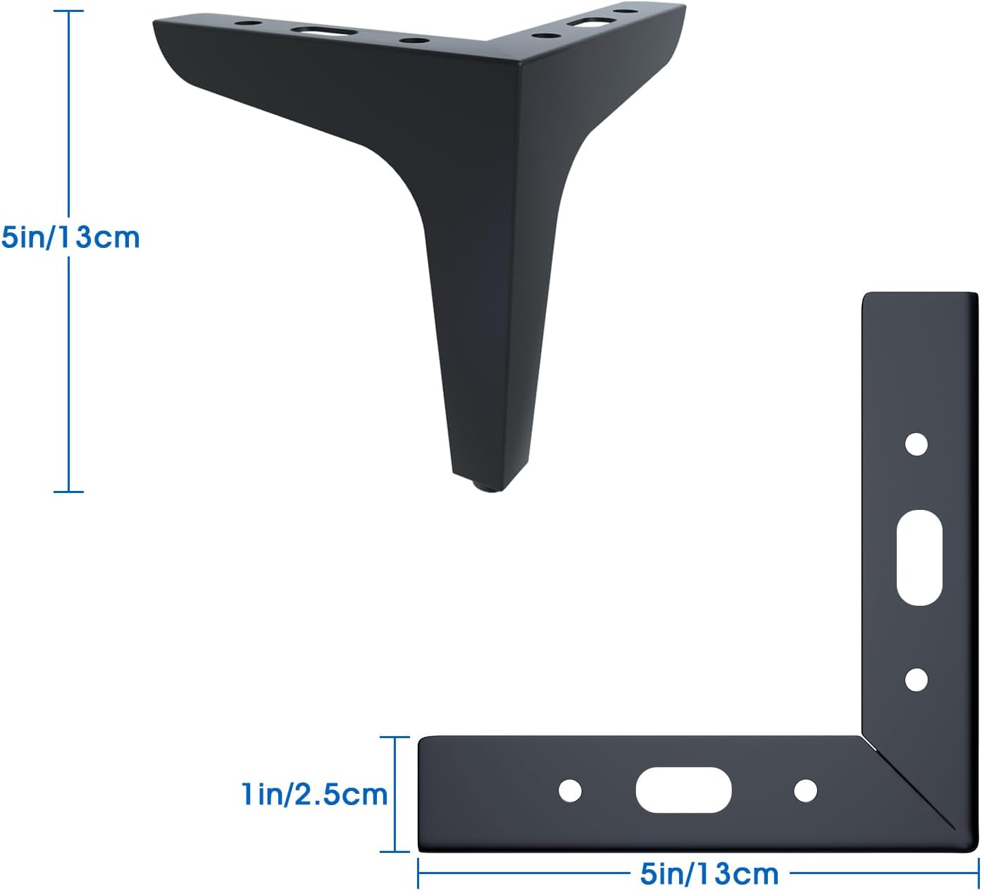Patas de metal para muebles de 5 pulgadas, 8 piezas de estilo moderno, patas triangulares, patas de sofá, patas de silla, patas de repuesto para