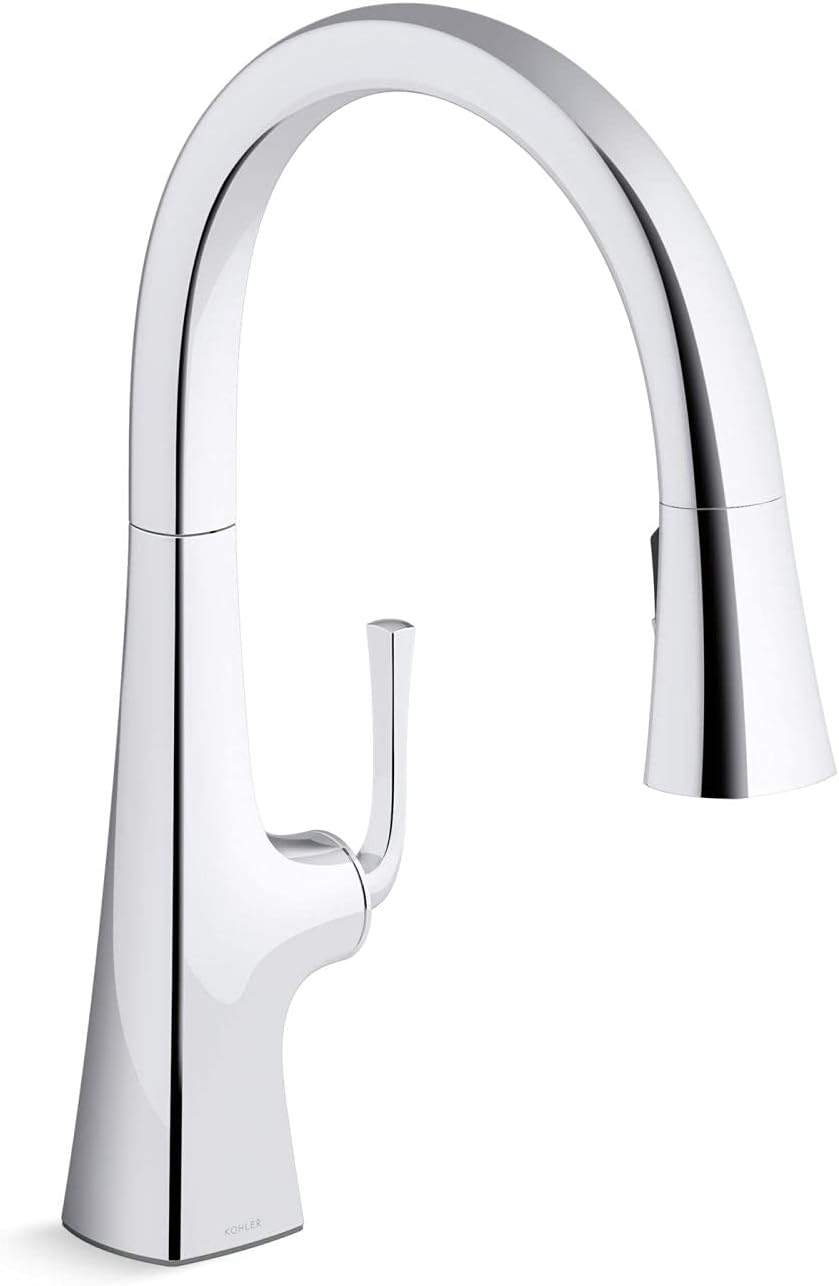 Kohler Graze – Grifo de cocina extraíble, grifo de fregadero de cocina con rociador extraíble, cromo pulido, K-22062-CP