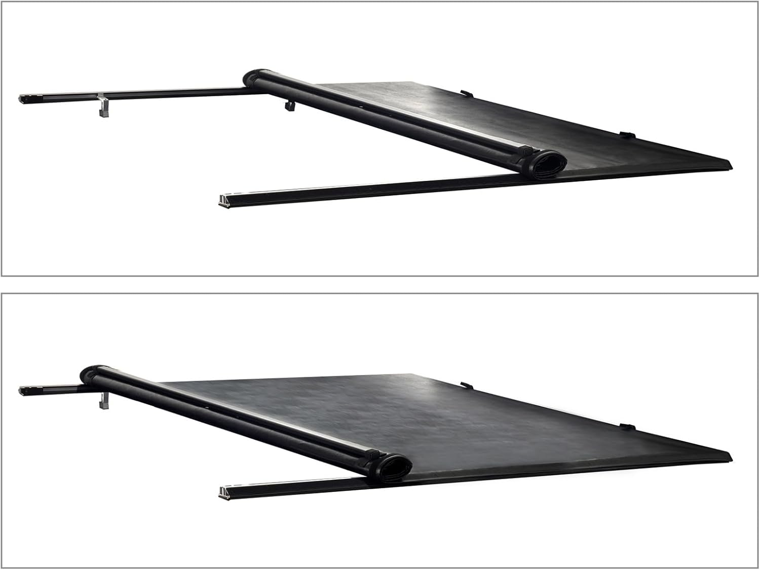 1 cubierta enrollable de vinilo suave de 6.5 pies, para cama de camión, cama Fleetside, abrazadera en la cerradura, montaje superior con rieles +