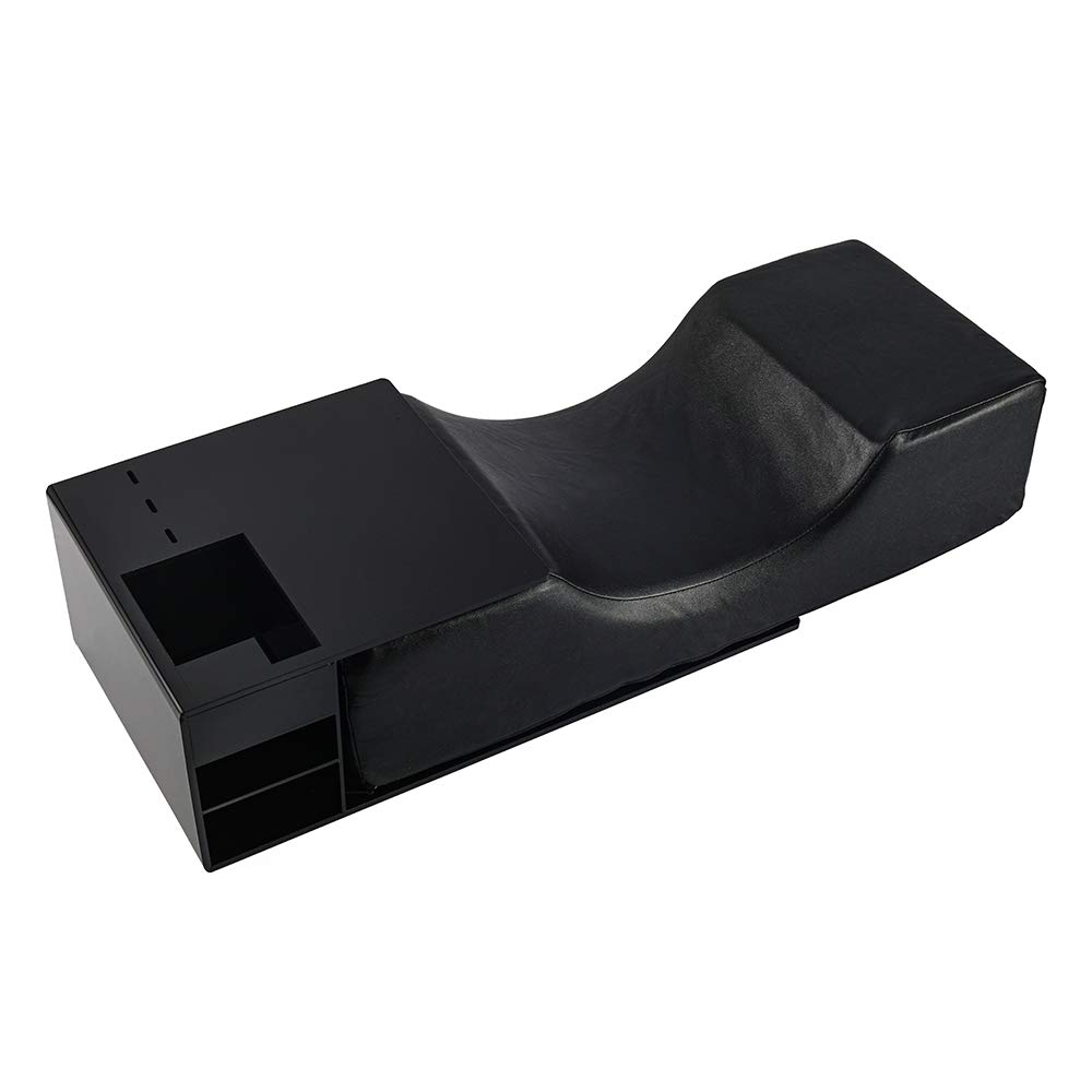 Almohada de cuello de extensión de pestañas con soporte organizador de estante acrílico para personas izquierdas, piel sintética, impermeable,