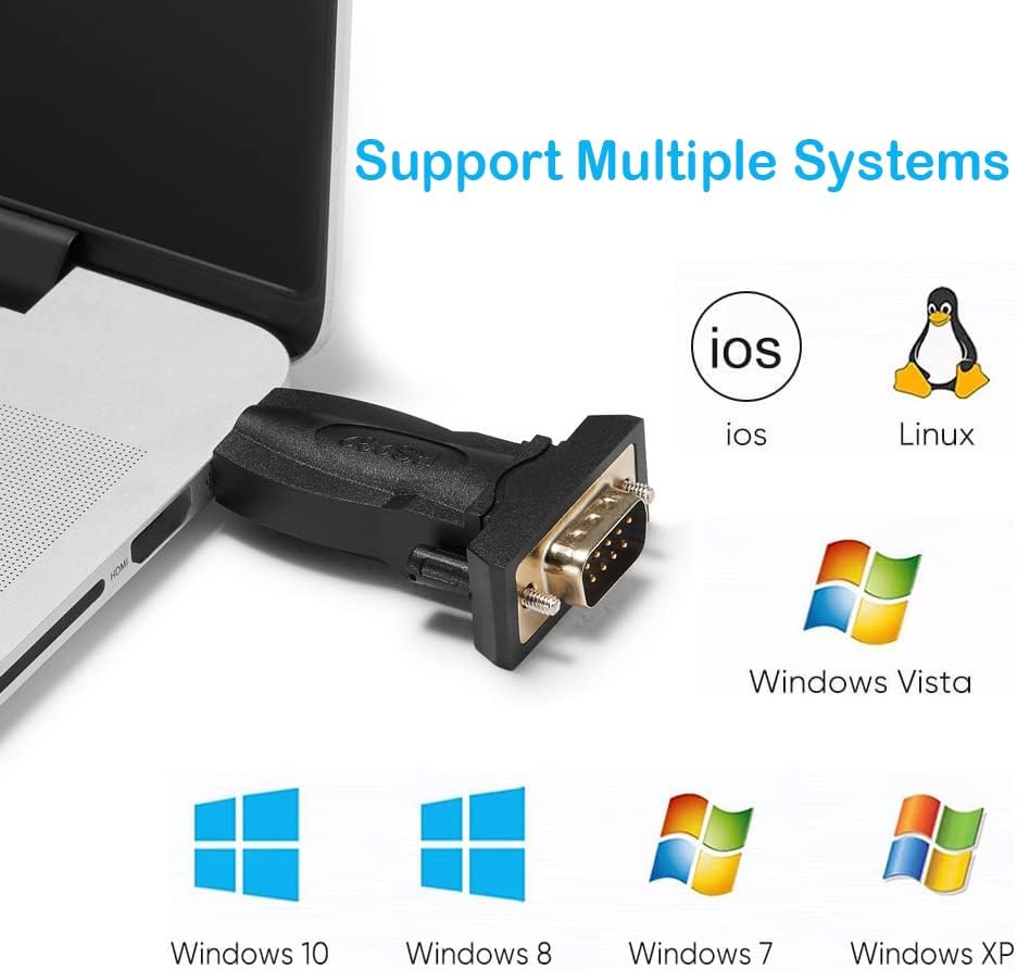 OIKWAN Adaptador USB a RS232 con chip FTDI, convertidor USB a DB9 Serial Hembra Compatible con Windows 10, 8.1, 8, 7, Vista, XP, Linux y Mac OS X