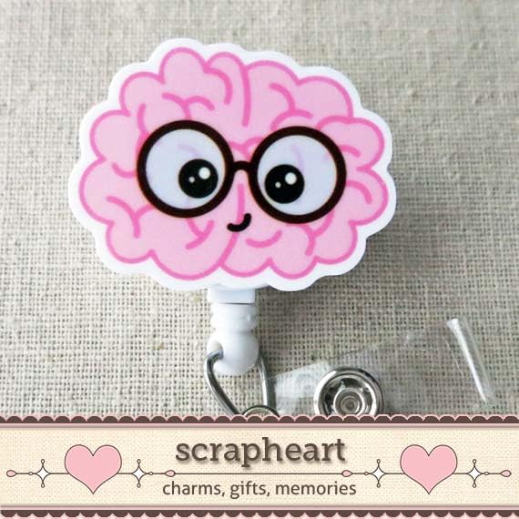 Cute Brain Badge Reel, Kawaii Brain ID Badge Holder, Neurology Brain Badge Clip, Neuro Nurse Retractable ID Badge Holder, Neuroscience Badge Reel,