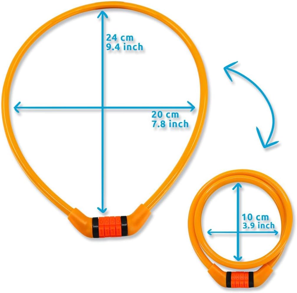 Crazy Safety Candado de bicicleta para niños, cable de bloqueo de bicicleta con combinación fija de 4 dígitos, fácil de recordar para niños, colores