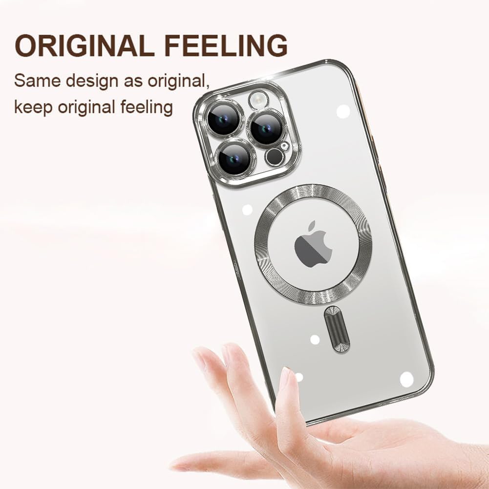 ZIYE Funda magnética para iPhone 15 Pro compatible con MagSafe protección completa de la cámara, cubierta de lujo para mujeres y hombres, funda