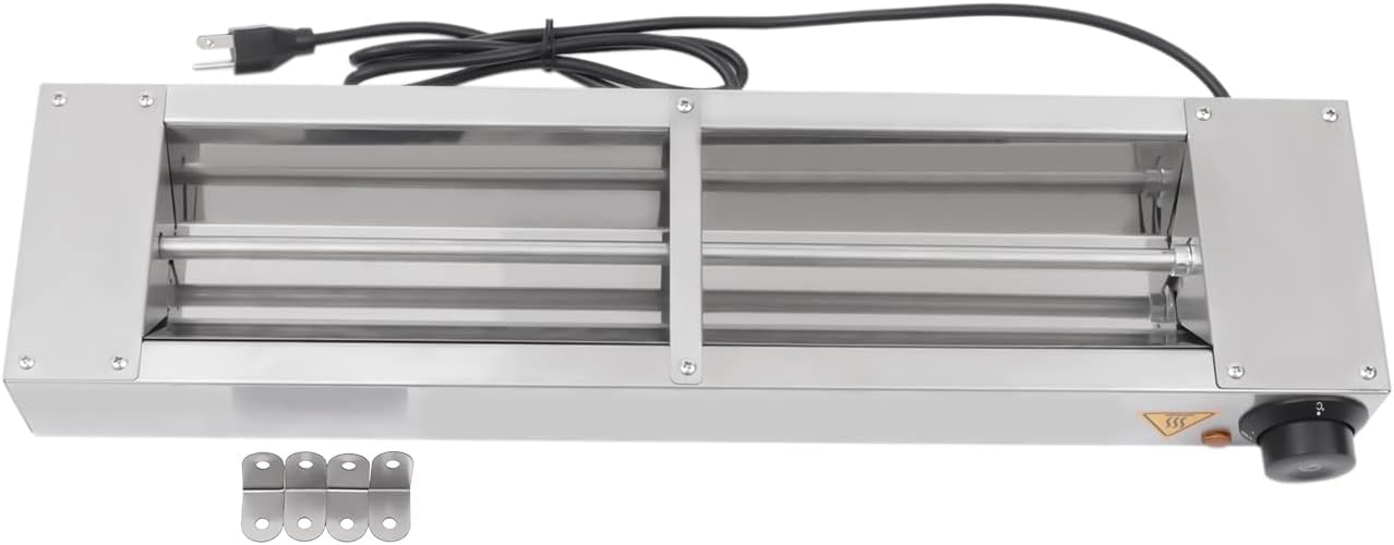Lámpara de calor para alimentos, lámpara calentadora de alimentos con cable y enchufe, 110 V, 500 vatios, color plateado (24 pulgadas)
