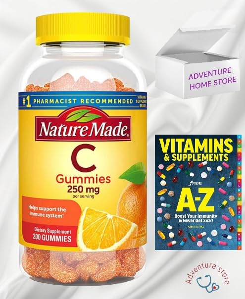 Nature Made – Gomitas para adultos, suplemento dietético de vitamina C de 200 CT + Better Guide Los suplementos de vitaminas no se pueden vender por