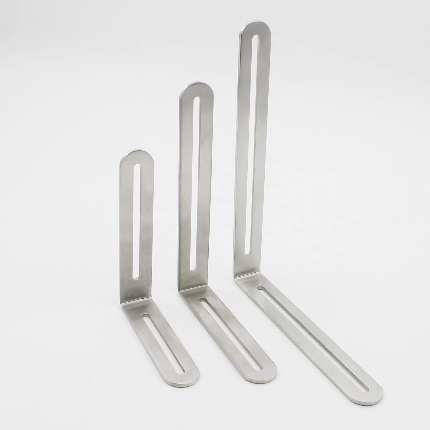 ULIFESTAR – 4 soportes de esquina ajustables en forma de L, resistentes y gruesos de acero inoxidable, soportes en ángulo recto, soporte ranurado en
