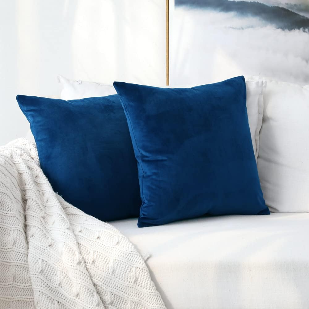Juego de 2 cómodas fundas de almohada para ropa de cama, fundas decorativas para sofá y sillón, terciopelo sólido suave con cremallera oculta, 18 x