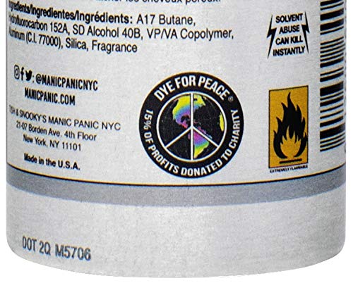 MANIC PANIC Silver Stiletto – Tinte en aerosol para el cabello, tinte instantáneo amplificado temporal, se lava fácilmente, tono plateado helado con