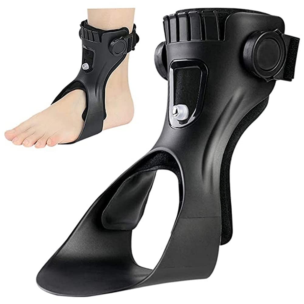 Soporte de tobillo ortopédico AFO AFOs con cómoda bolsa de aire inflable para hemiplejía, zapatos para caminar (pie izquierdo, mediano)