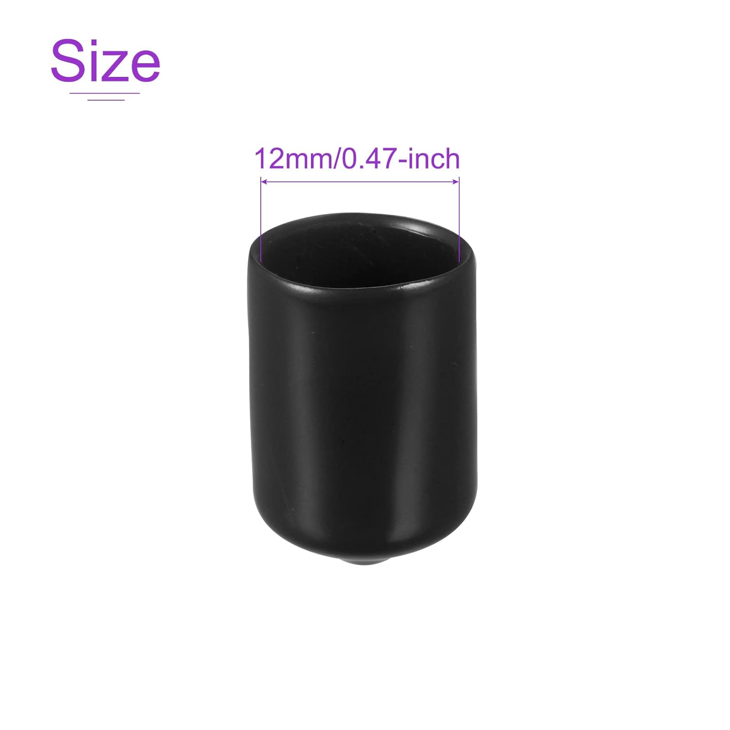 DMiotech Paquete de 50 protectores de rosca de tornillo negros ID de 12 pulgadas (0.472 in), tapas de goma para pernos de tornillo, tuberías de