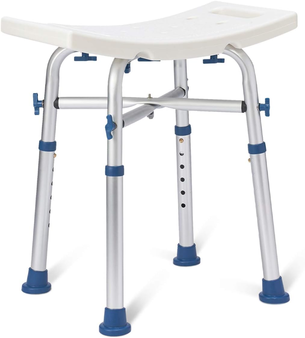 Zler Silla de ducha resistente, taburete de ducha ajustable para ducha interior, montaje sin herramientas, banco de ducha antideslizante para