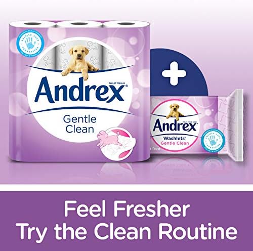 Andrex Rollos de inodoro Gentle Clean  Paquete de 72 rollos de inodoro  Compra rollos de inodoro a granel  Suave y suave para la piel de tu familia