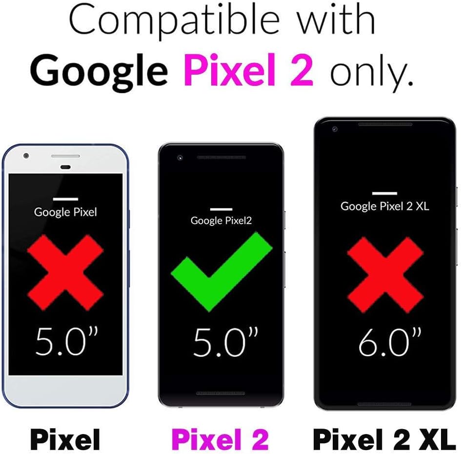 Asuwish Funda para teléfono para Google Pixel 2 con protector de pantalla de vidrio templado y soporte delgado, híbrida, resistente, funda