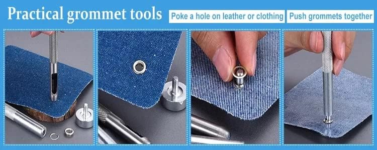 AMORNPHAN Juego de 300 ojales de metal de 0.236in y 14 pulgadas con herramienta de instalación para manualidades, ropa, zapatos