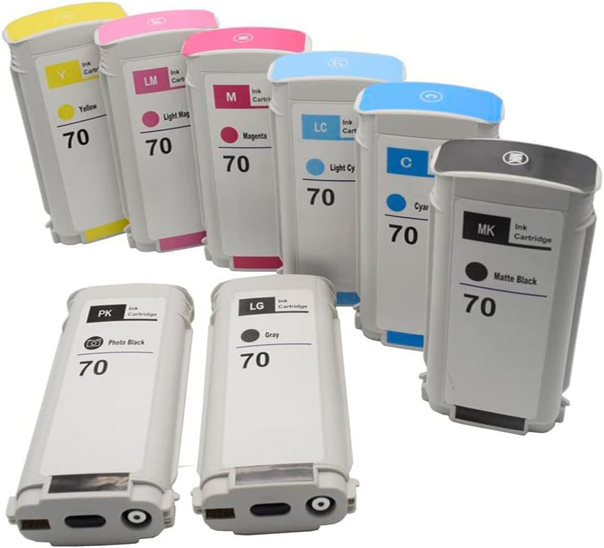 Zeblue 70 cartuchos de tinta de repuesto de 4.4 fl oz para impresoras HP Designjet Z5400 Z5200 Z3200 Z3100 Z2100 de gran formato, nuevos chips