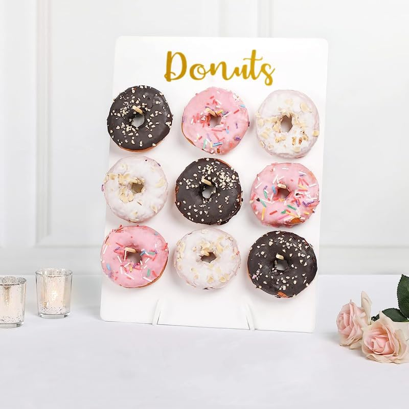 2 soportes de pared de madera con forma de rosquilla, reutilizables, rústicos, suministros de fiesta para bodas, cumpleaños, festivales, decoración