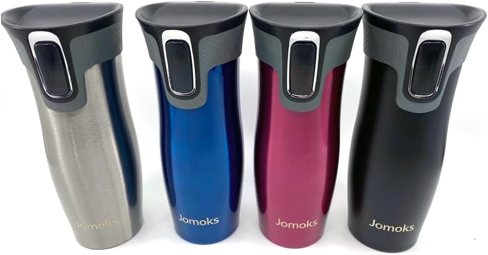 Jomoks Thermos – Taza de viaje de café de acero inoxidable con tapa, a prueba de derrames, aislada al vacío, mantiene las bebidas calientes hasta 5