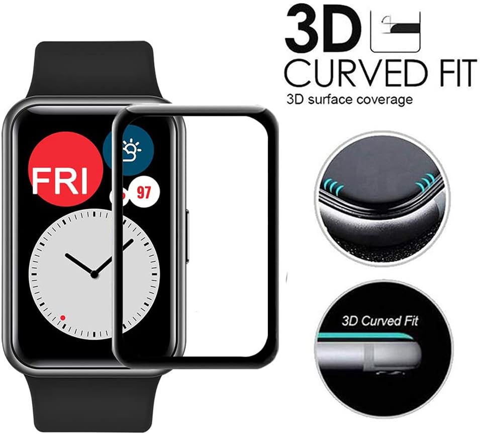 PORRVDP Protector de pantalla curvado 3D para Huawei Band 7 (2022), paquete de 3 películas protectoras suaves para reloj inteligente (no vidrio