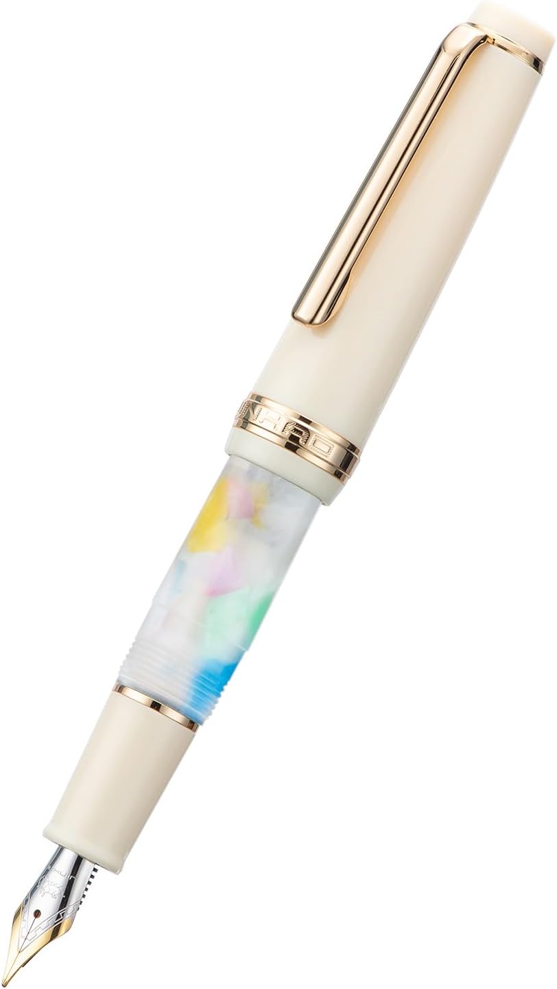 Jinhao 82 Mini pluma estilográfica acrílica, punta doblada de iridio con convertidor de tinta, mini bolígrafo de viaje de bolsillo corto de color