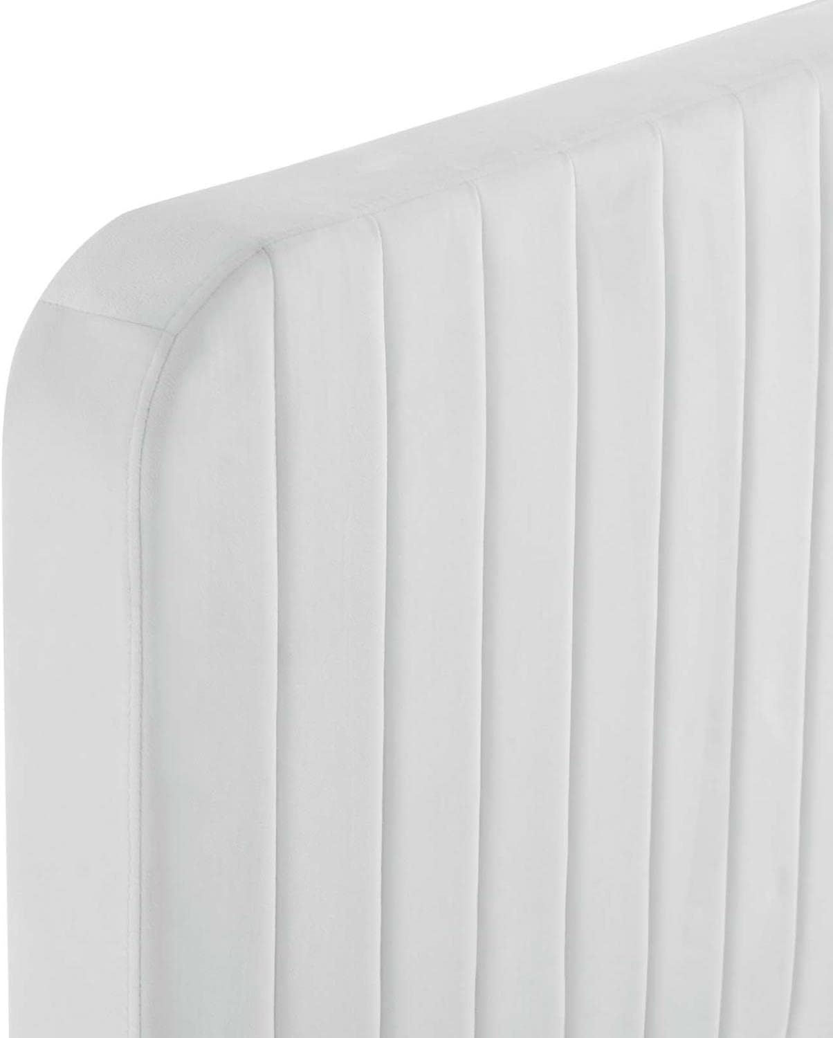 Modway Celine Channel – Cama con plataforma de terciopelo copetudo, tamaño Queen, color blanco