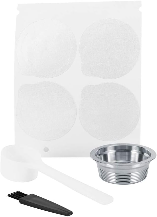Cápsulas de café recargables de acero inoxidable, juego de filtros reutilizables de cápsula de espresso con tapas, cuchara y cepillo para máquina de