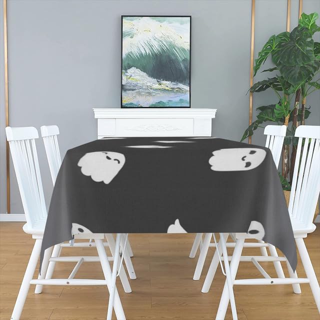Mantel redondo de 60 x 90 pulgadas, diseño de fantasma, rústico, para decoración del hogar, fiesta, cocina, comedor, picnic, Halloween, decoración