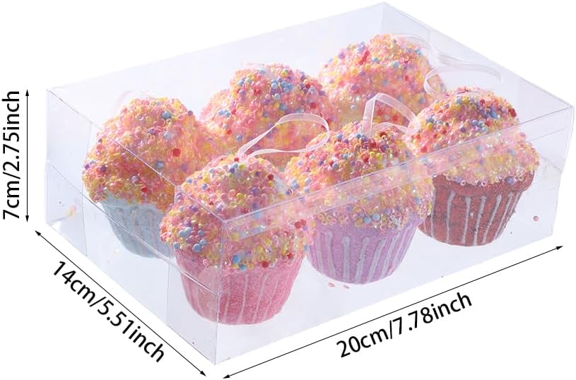 Adornos de Navidad para cupcakes, 6 piezas de espuma de 2.75 pulgadas, adornos surtidos para cupcakes, adornos para árbol de Navidad, mini adornos