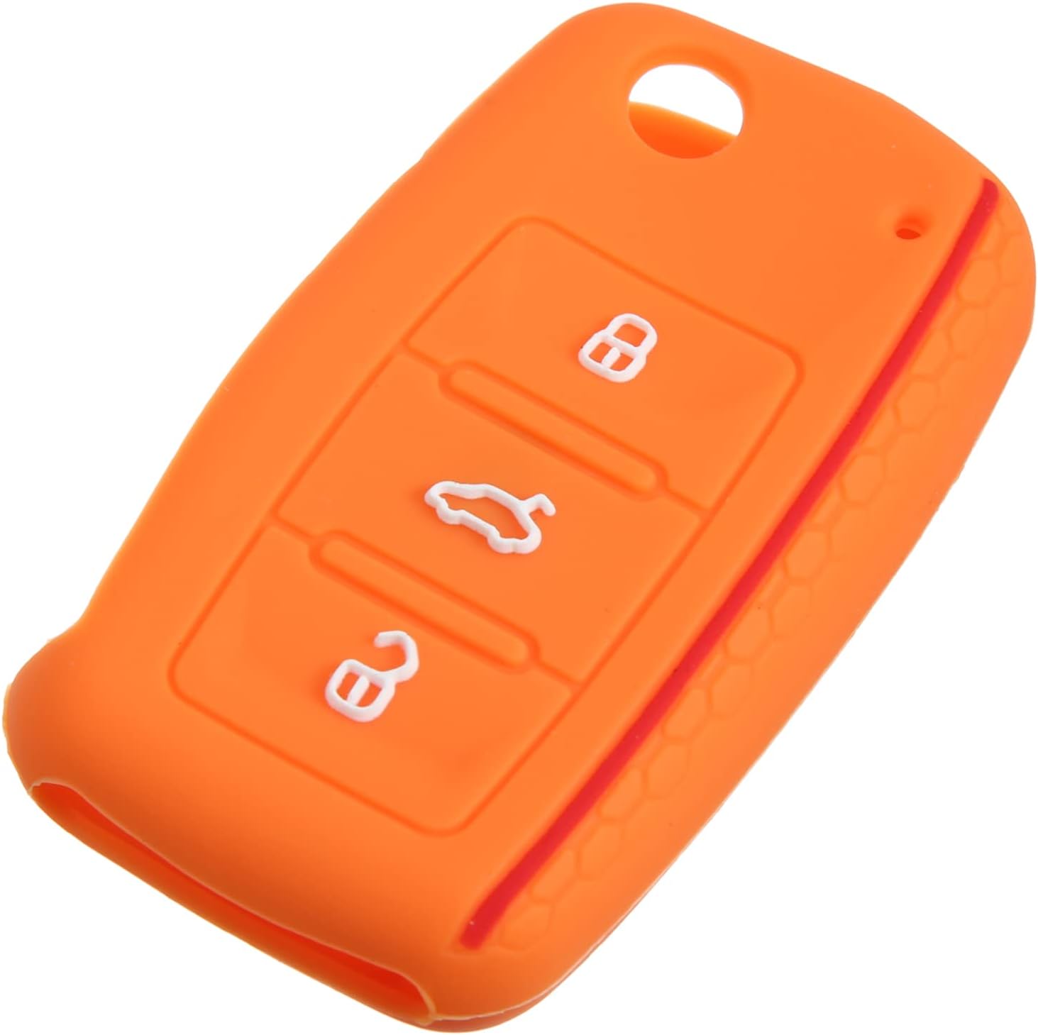 X AUTOHAUX Funda protectora de silicona naranja para llave de coche con control remoto para Volkswagen Jetta GTI Passat Golf Tiguan Touareg 3 botones