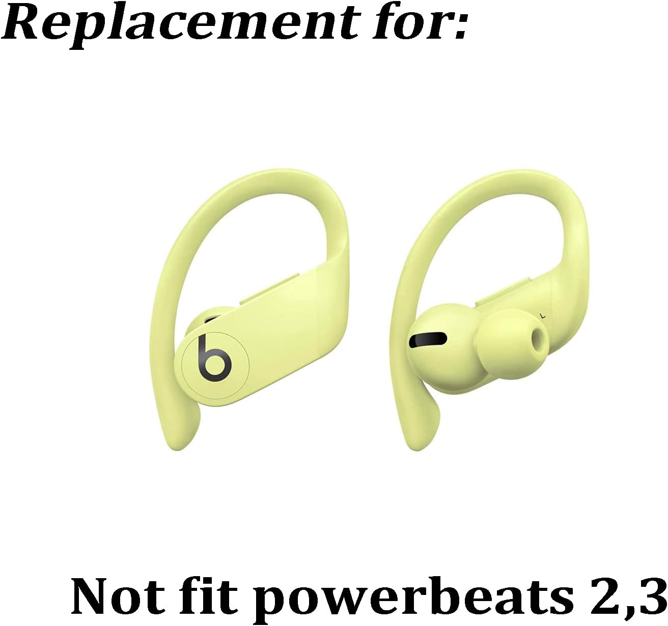 Juego de auriculares de silicona de repuesto para auriculares inalámbricos Powerbeats Pro Beats, 4 pares (amarillo)