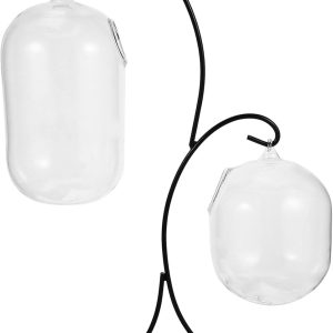 VOSAREA Escritorio de cristal colgante pecera tanque con soporte mesa pequeña tanque de peces de vidrio mini acuario soporte de planta de aire para VOSAREA Escritorio de cristal colgante pecera tanque con soporte mesa pequeña tanque de peces de vidrio mini acuario soporte de planta de aire para