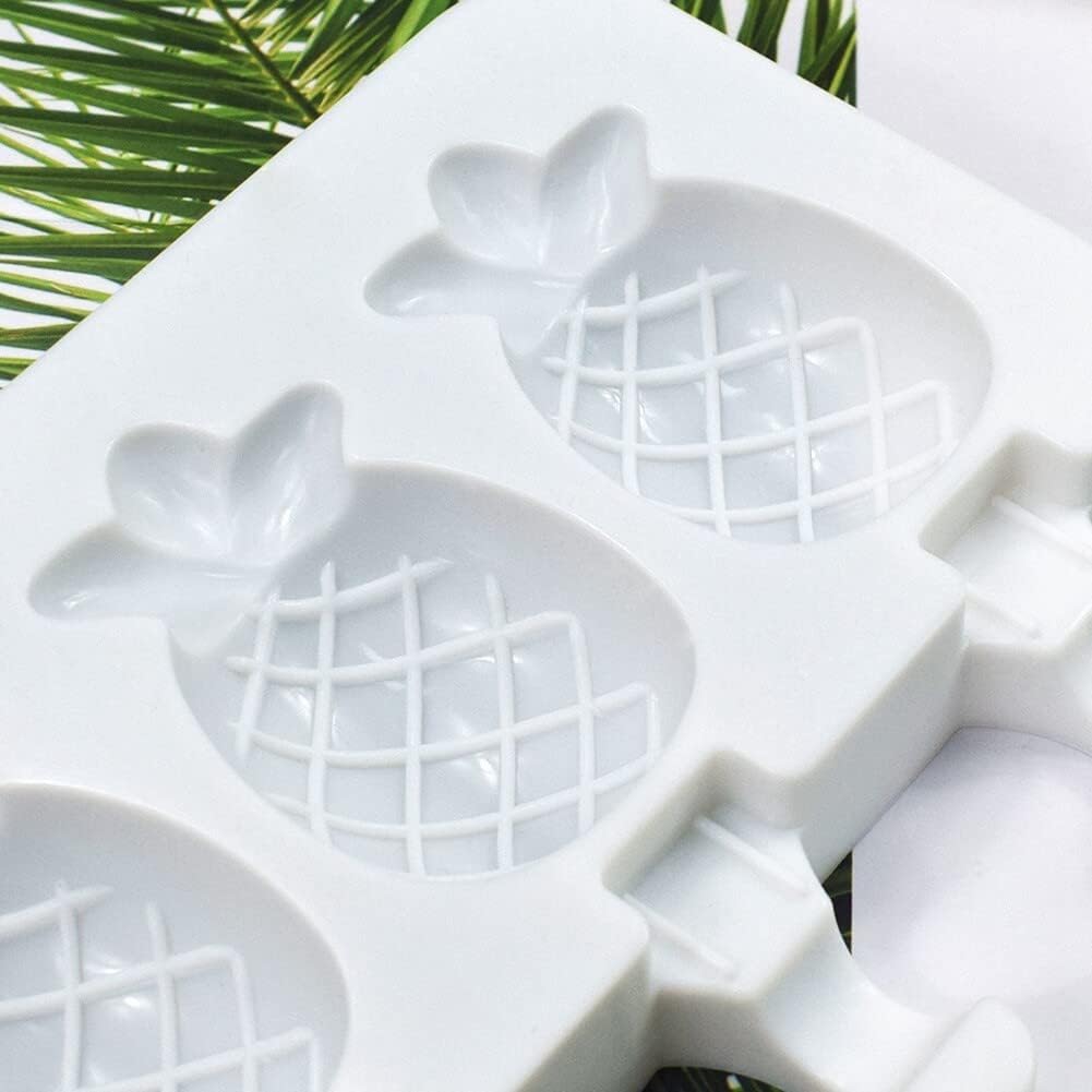 Moldes para paletas de 4 cavidades, moldes de silicona reutilizables para niños, moldes de paletas de hielo de piña, molde de silicona para hacer
