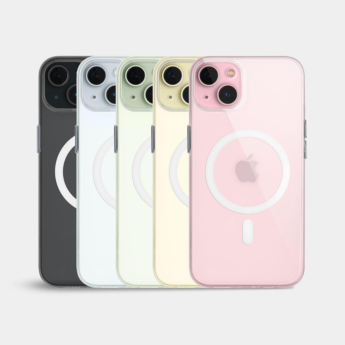 totallee Funda transparente para iPhone 15 con agarre extra, magnética delgada y magnética con imanes integrados (agarre transparente)