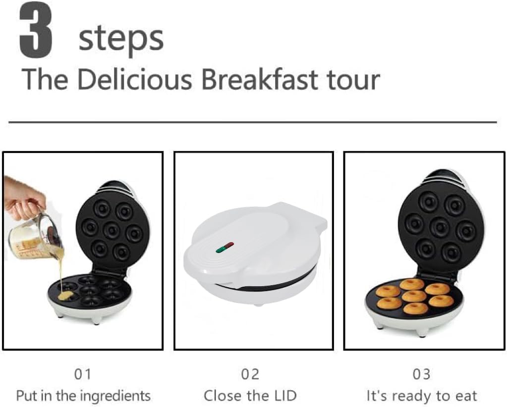 ifeeverkeep Mini Donut Maker- Donut Maker Machine for Home -7 Small Donut Maker,Electric Non-Stick Surface Makes for kids donut maker, Makes