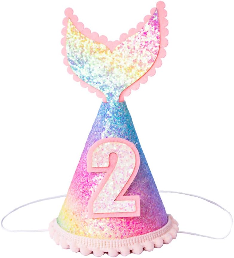 Corona de tiara de princesa para bebé, sombrero con purpurina para el primer cumpleaños, suministros de fiesta con lentejuelas brillantes, número 2,