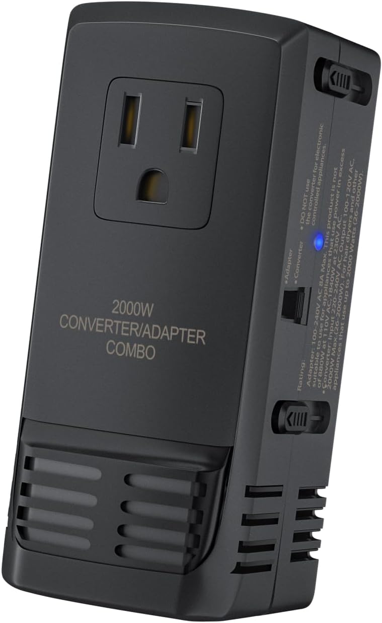 Adaptador de viaje universal y convertidor combinado convertidor de voltaje de alimentación voltaje reductor voltaje 220V a 110V para EuropaReino