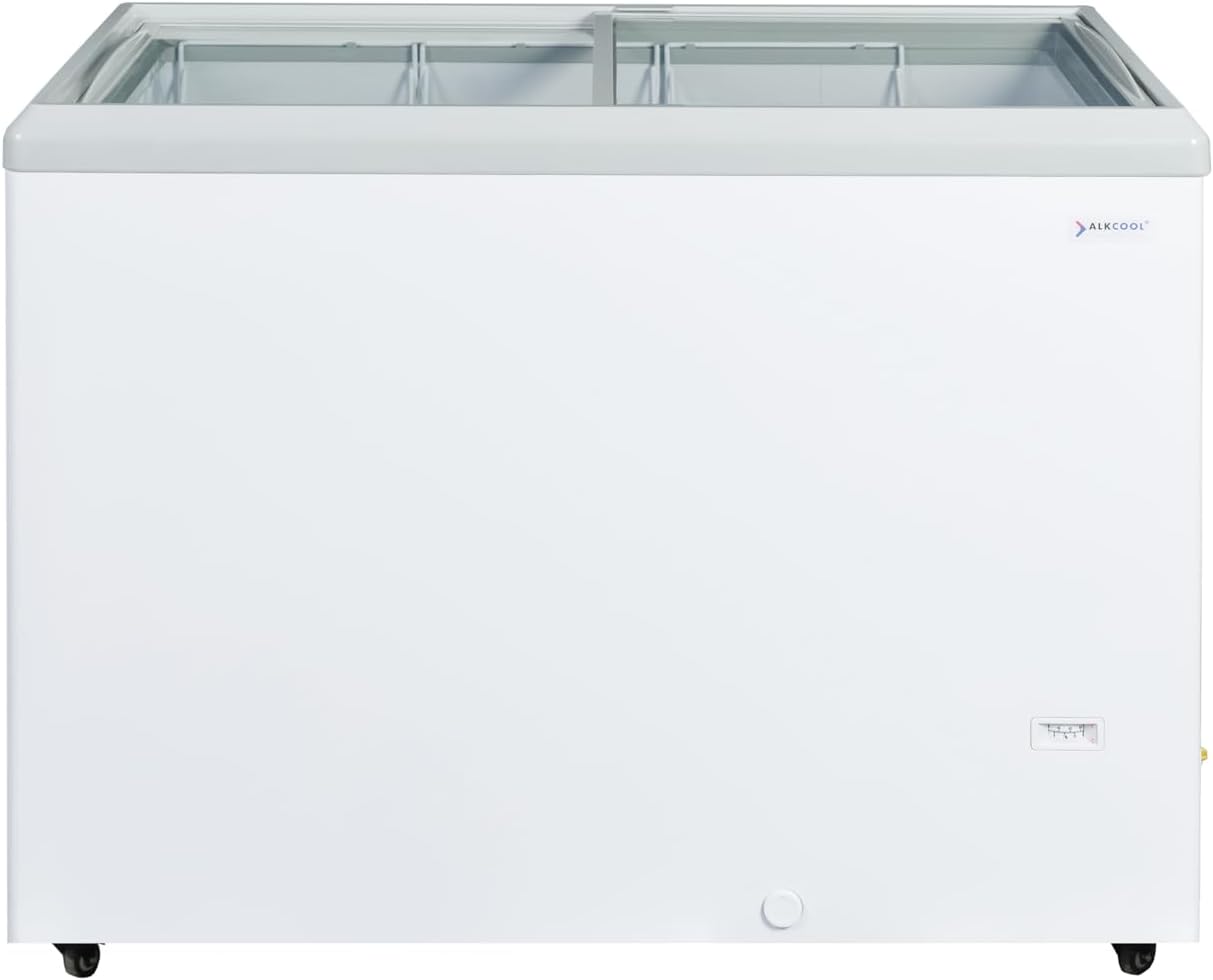 Congelador comercial de 16 pies cúbicos con luz LED, rango de temperatura de -8 F y 0 F, congelador de pantalla superior de vidrio con 6 cestas de