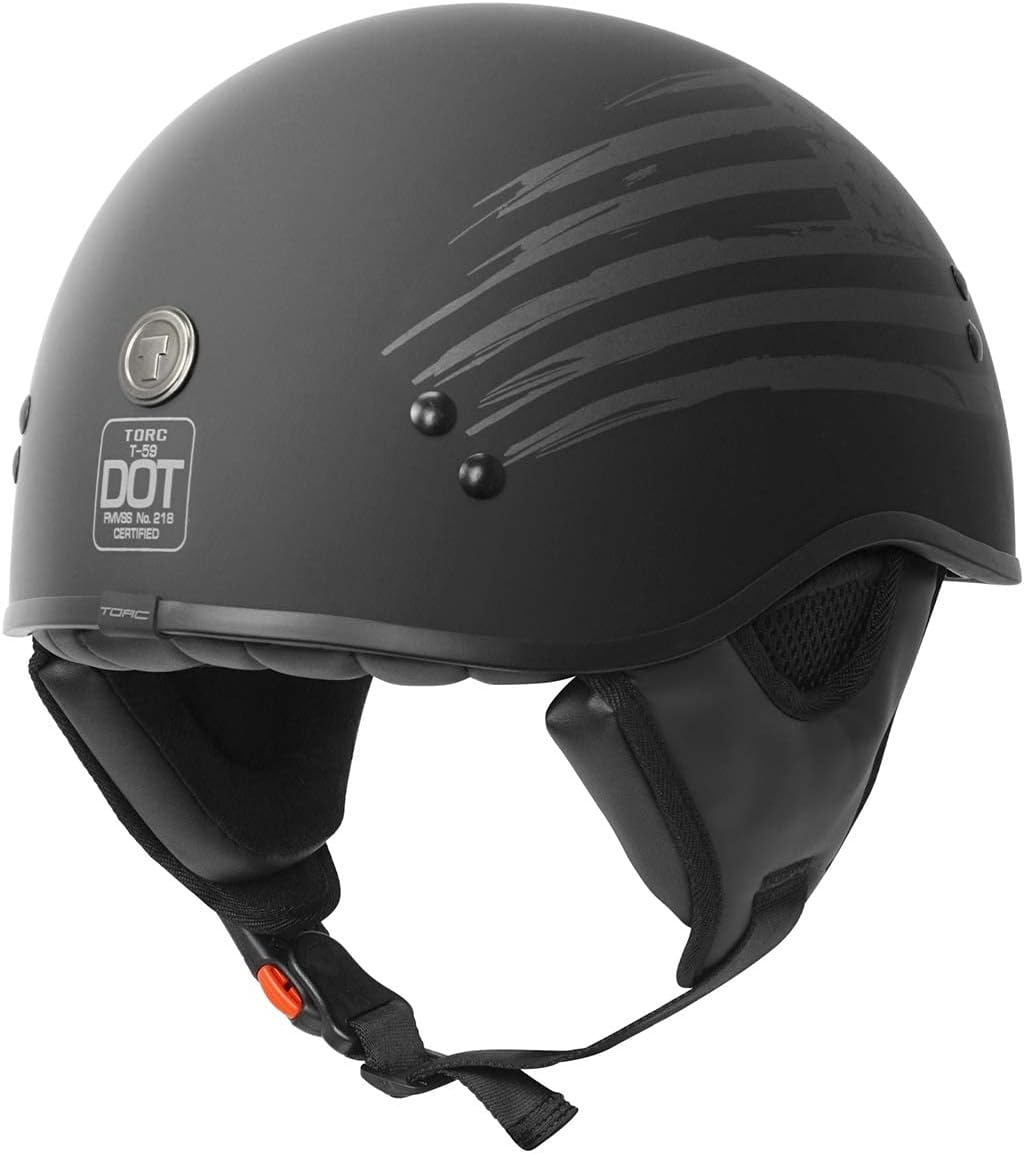 TORC T59 Motorcycle Half Helmet with Magnetic Buckle DOT Approved