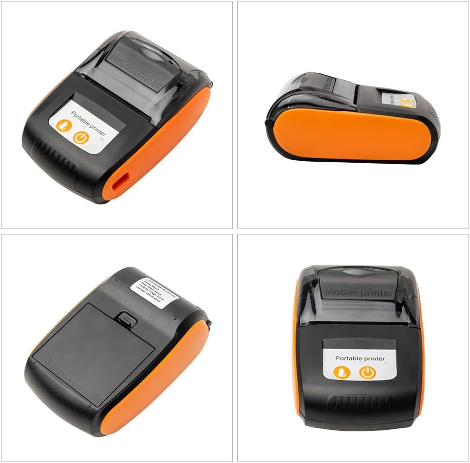 Impresora portátil de recibos de 2.283 in Mini impresión térmica inalámbrica BT USB Impresora móvil con rollo de papel térmico de 2 pulgadas