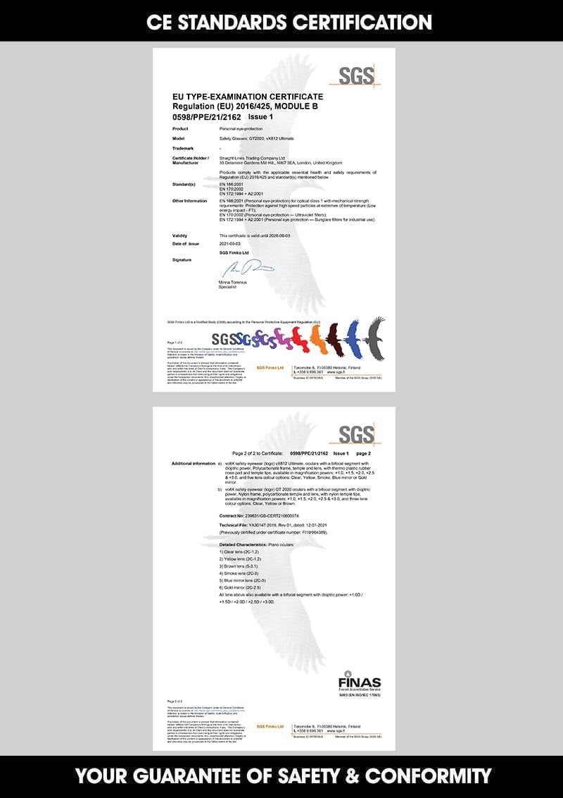 voltX ‘CONSTRUCTOR ULTIMATE’ Gafas de seguridad bifocales de lectura (marco azul, lente de espejo azul + 1.5 dioptrías) con certificación CE EN166FT