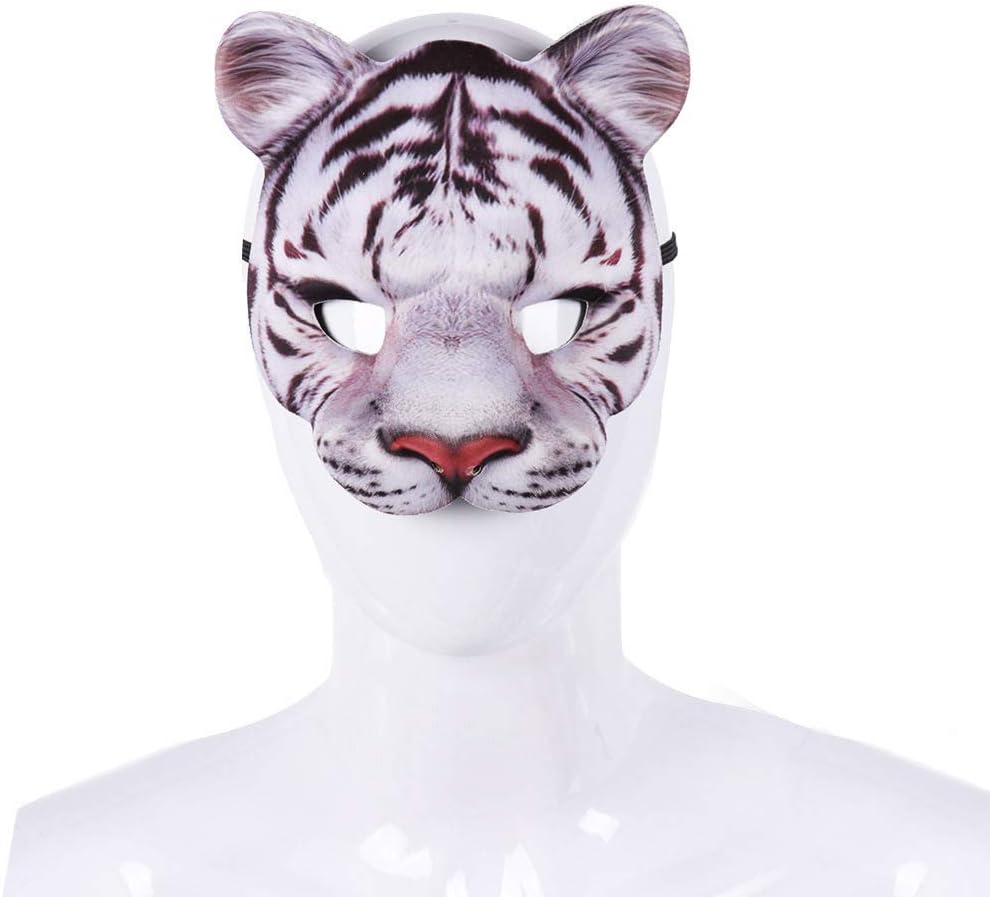 Máscara de media cara de tigre de Halloween, máscara de animal de cosplay para Halloween, fiesta de máscaras, disfraces, accesorios de cosplay