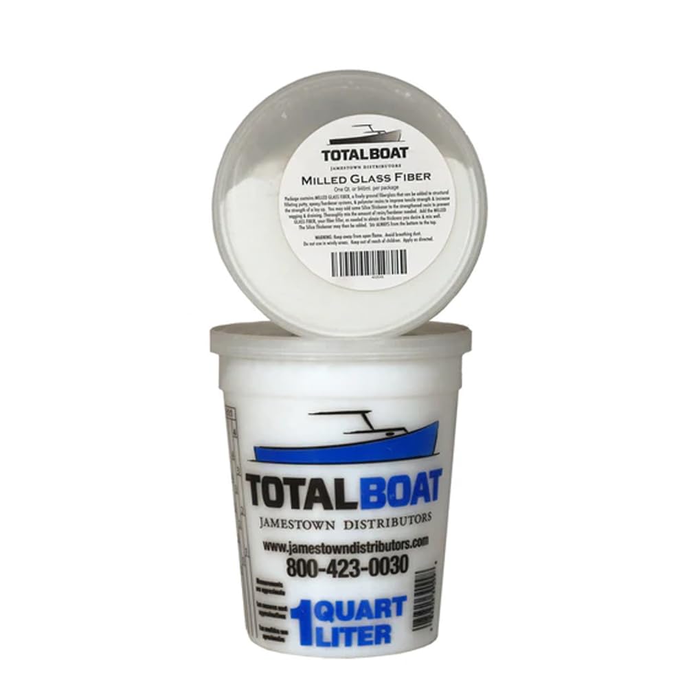 TotalBoat Relleno de aditivo de fibras de vidrio fresadas con fibra de vidrio para resina epoxi, poliéster y viniléster (cuarto de galón)