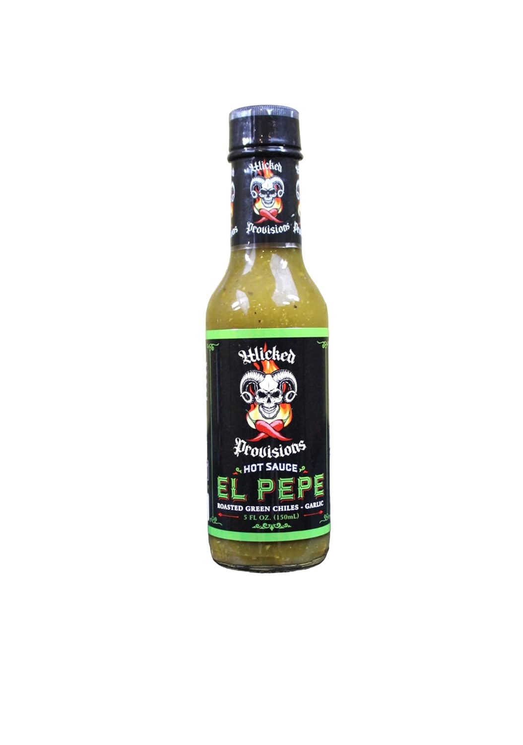 Wicked Provisions Hot Sauce Salsa picante de ajo verde asado El Pepe