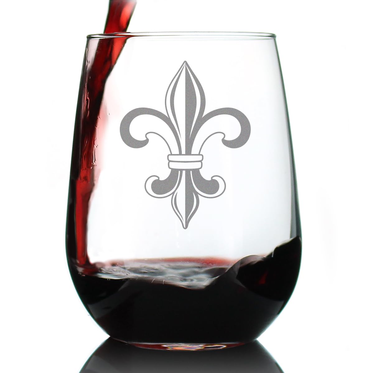 Fleur de Lis Stemless Wine Glass – French Fleur de Lis Decor and Gifts – Large 17 Oz Glasses