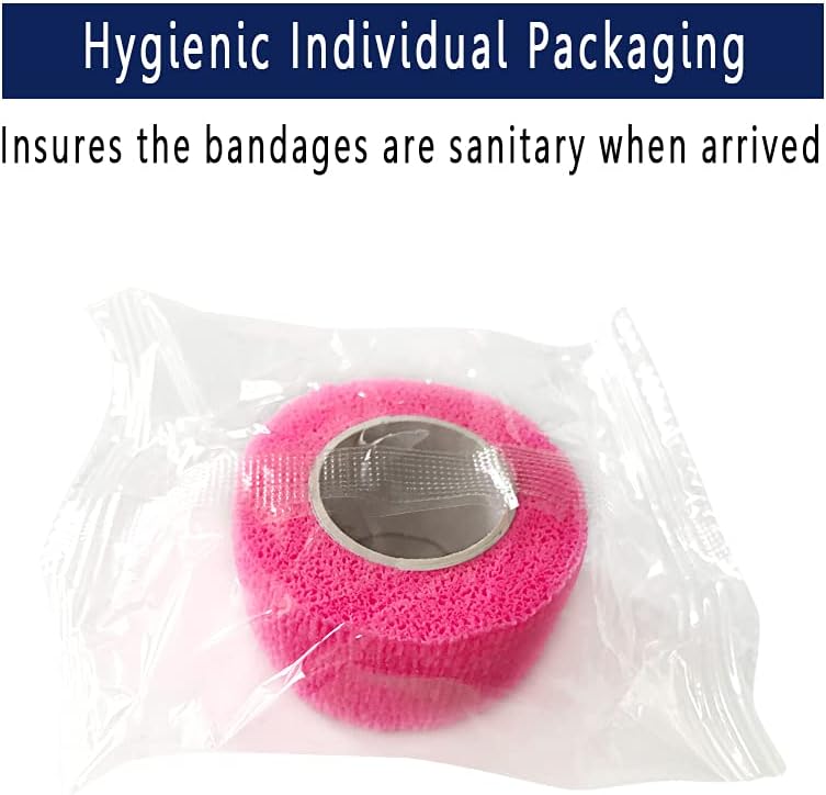 MINGYUE – Paquete de 12 unidades de 1 x 5 yardas, cinta autoadhesiva, cinta atlética, cinta deportiva, cinta para muñeca y tobillo, vendaje cohesivo