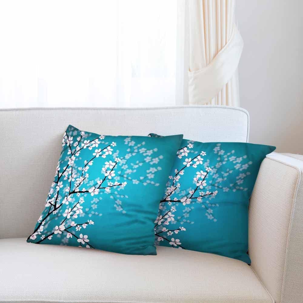 Beabes Almohadas decorativas cuadradas con diseño de cerezo en acuarela para sofá o cama, 18 x 18 pulgadas, para mujeres, hombres, niños y niñas,