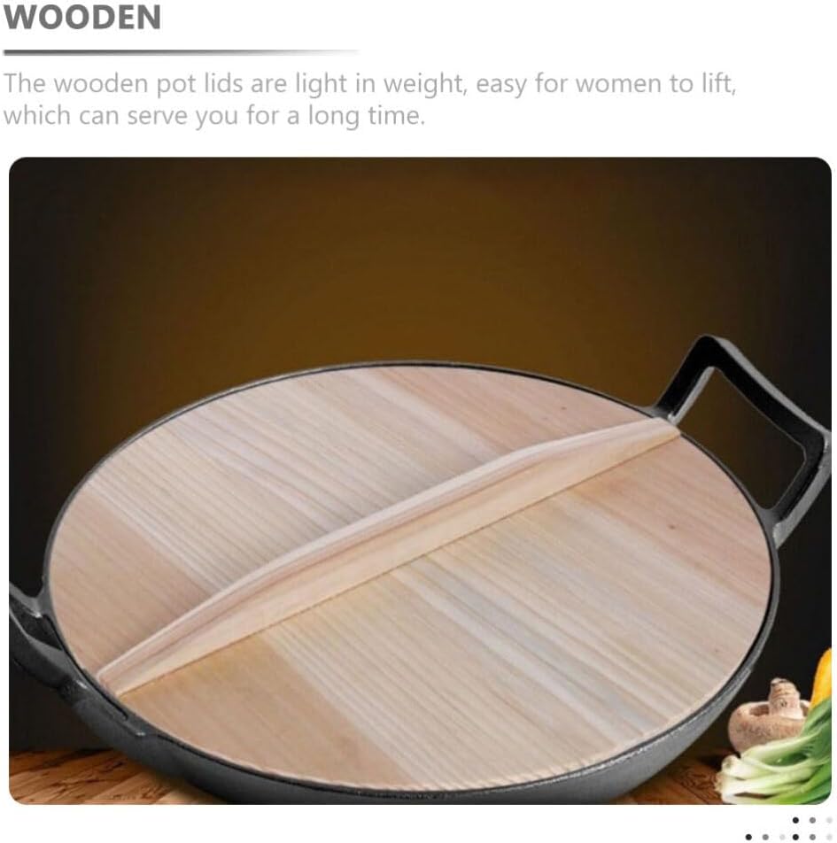 Ipetboom Tapa Wok de madera Utensilios de cocina de madera Cubierta de sartén de madera Tapa de wok de madera Cubierta de olla de 9.1 in Cubierta de